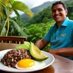 코스타리카 가요 핀토 만드는 법 - **A Vibrant Costa Rican "Soda" Scene:**
    An inviting wide shot of a traditional Costa Rican "soda...