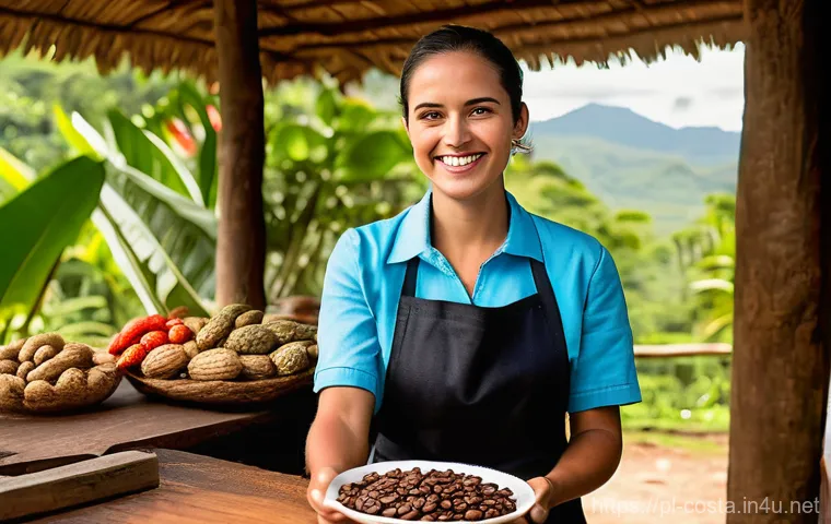 코스타리카 코스타리카 화산 트레킹 추천 - A serene scene featuring a group of people (mixed ages, no explicit poses) relaxing peacefully in na...