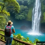 Home 18 코스타리카 주요 수출품 - A vibrant and lush Costa Rican national park scene showcasing ecotourism: tourists wearing casual ou...
